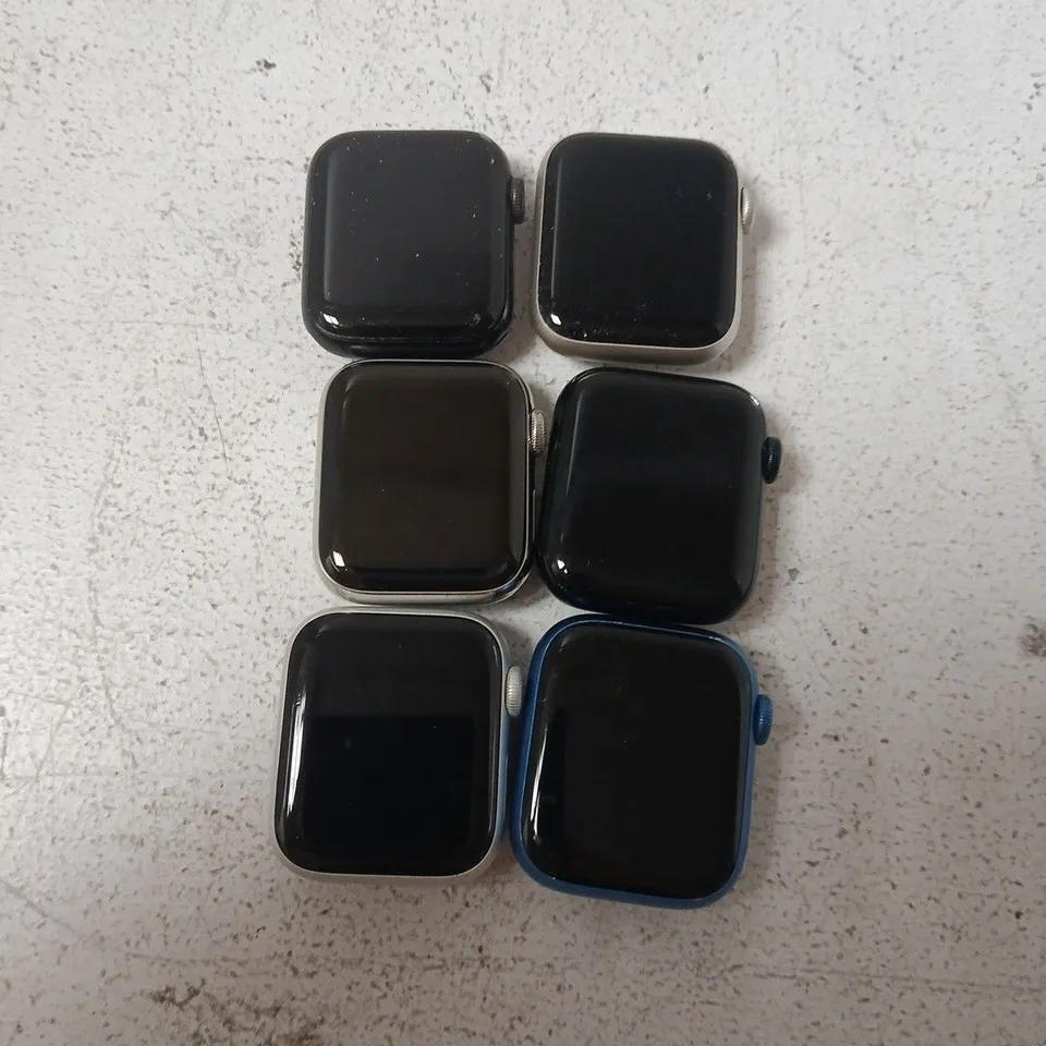 6 ASSORTED SMART WATCH FACES TO INCLUDE APPLE WATCH SERIES 6, APPLE WATCH SE 2, APPLE WATCH SERIES 7, ETC