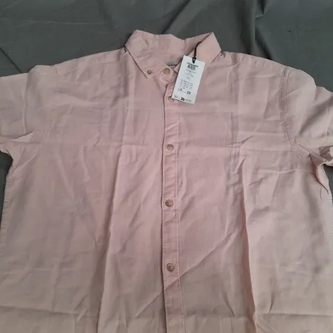 JACK & JONES MENS SHORT SLEEVED SHIRT PEACH WHIP SIZE LARGE
