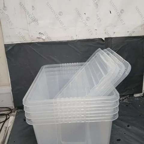 4 CLEAR PLASTIC STORAGE BOXES - MEDIUM 