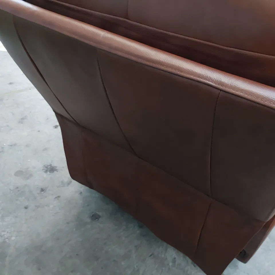 DESIGNER POWER RECLINING EASY CHAIR CHESTNUT LEATHER 