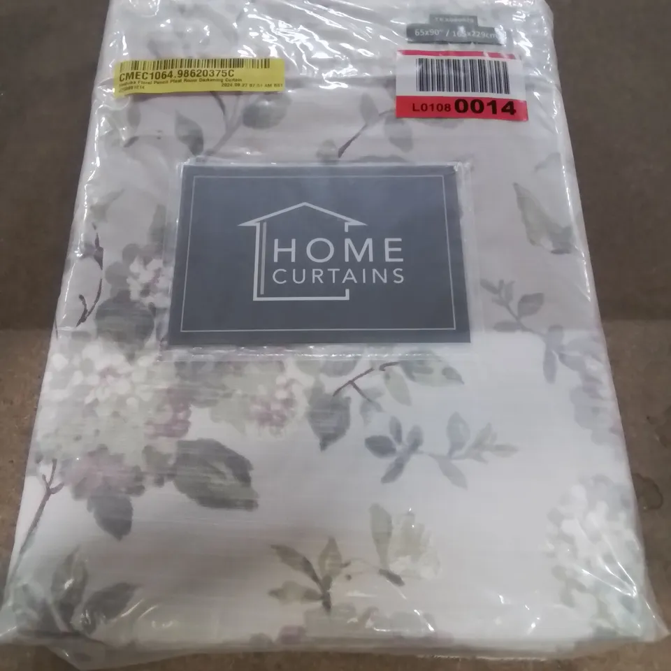HOME CURTAINS HEDVIKA FLORAL PENCIL PLEAT ROOM DARKENING CURTAINS - 60X90INCH