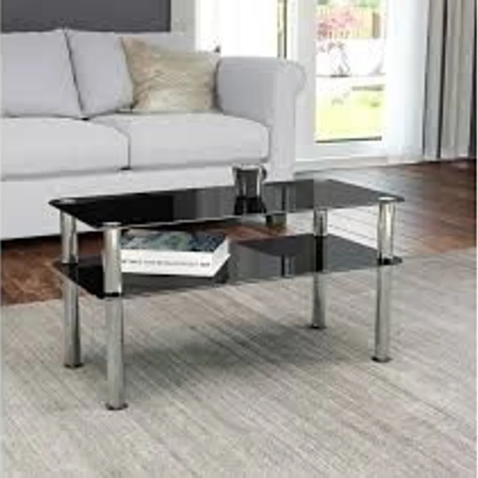BOXED AVF SDCT8060 COFFEE TABLE - BLACK & CHROME (1 BOX)