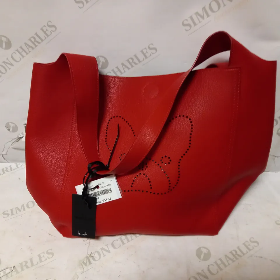 BEN DE LISI ELLA FAUX LEATHER TOTE WITH POUCH - RED