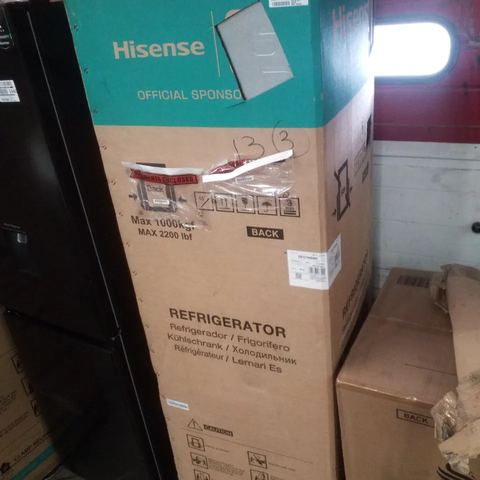 BOXED HISENSE REFRIGERATOR, WHITE , RB327N4BWE