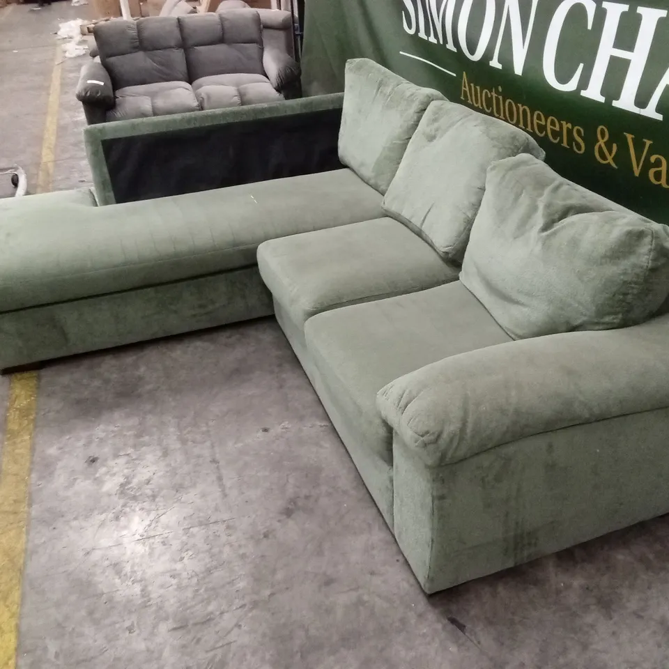SALERNO STANDARD BACK FABRIC CORNER CHAISE SOFA - GREEN