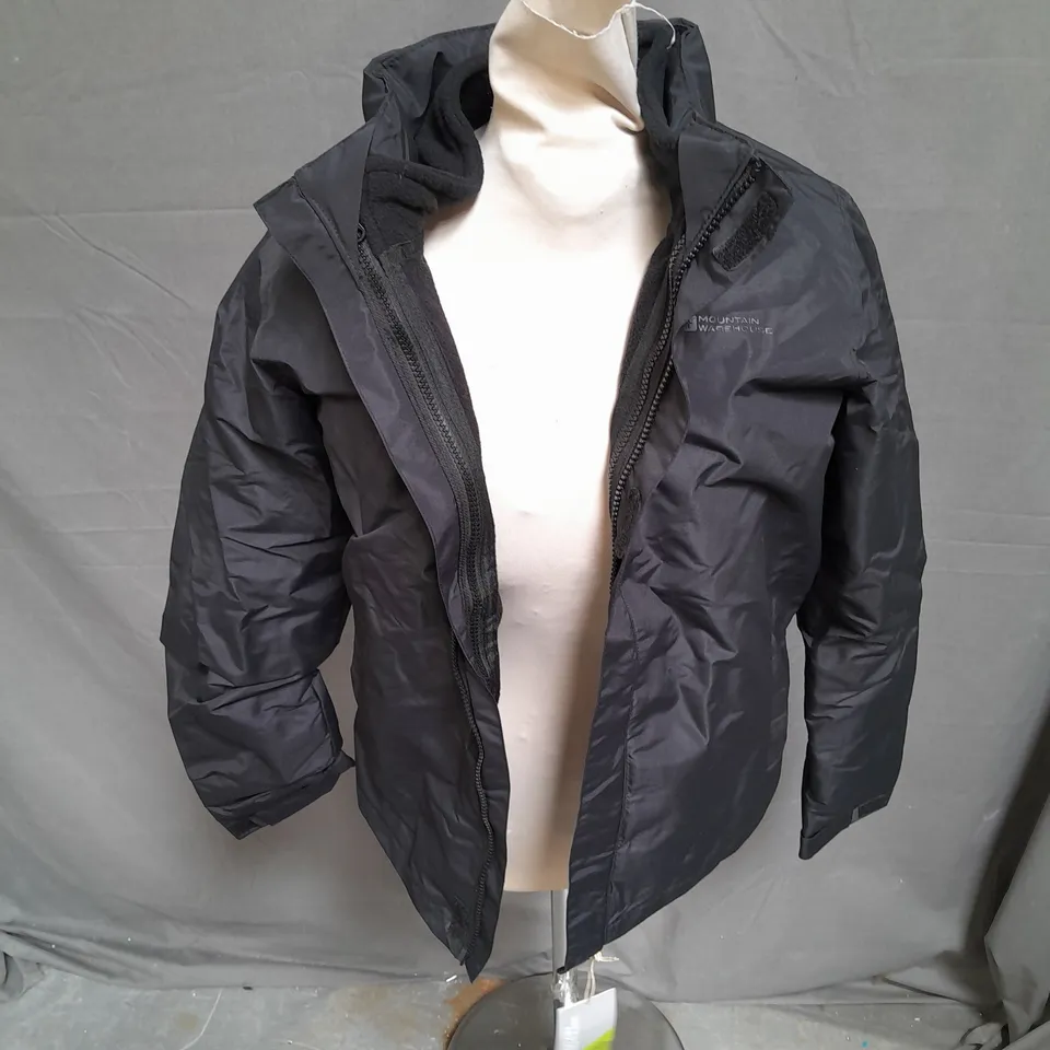 MOUNTAIN WAREHOUSE FELL KIDS 3 IN 1 WATER RESISTANT JACKET IN BLACK SIZE 13YRS