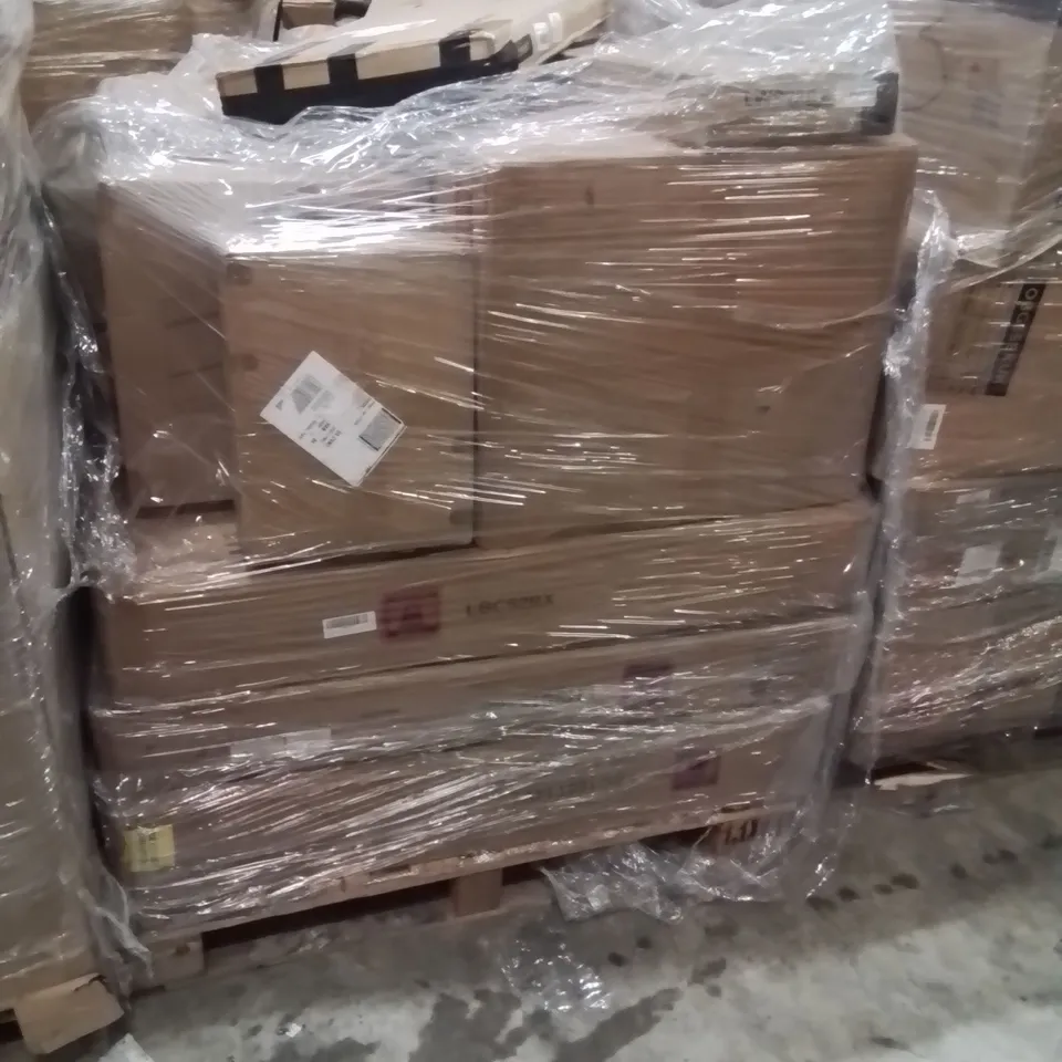 PALLET OF ASSORTED HOUSEHOLD GOODS AND PRODUCTS TO INCLUDE;OTTOMAN STORAGE BOX,CAT TREE,WALL SHELF 