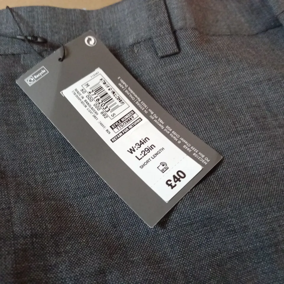 M&S REGULAR FIT GREY TROUSERS - W34 L29