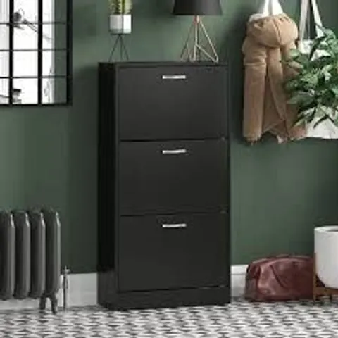 BOXED VIDA 3 DRAWER SHOE CABINET - BLACK (1 BOX)