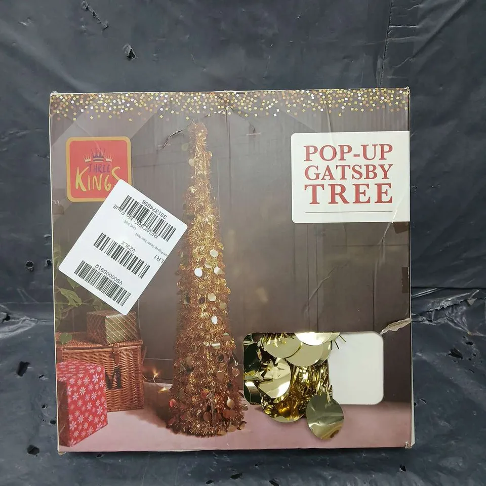 THREE KINGS 150 CM POP-UP TINSEL CHRISTMAS TREE - GOLD