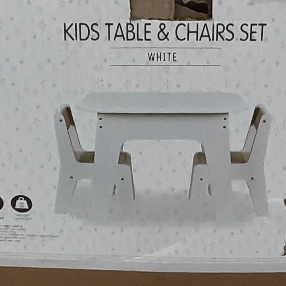 BOXED KIDS TABLE AND CHAIRS SET IN WHITE 