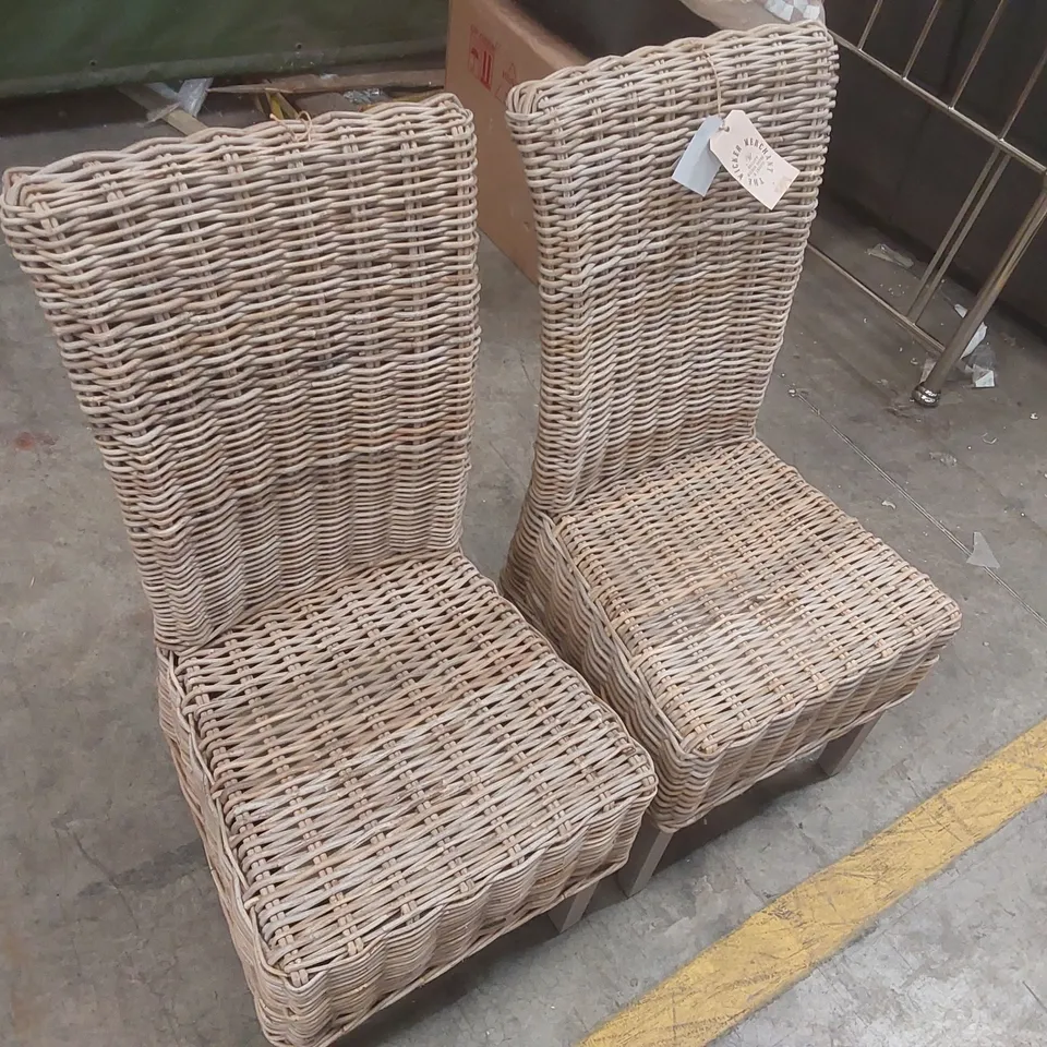 PAIR OF WICKER MERCHANT DINING CHAIRS