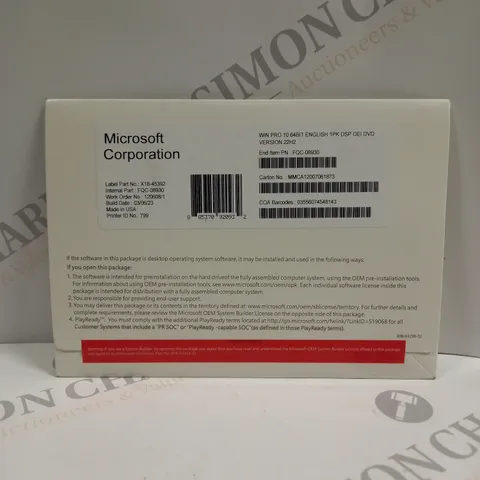 SEALED MICROSOFT WINDOWS 10 PRO 64 BIT DVD VERSION SOFTWARE 