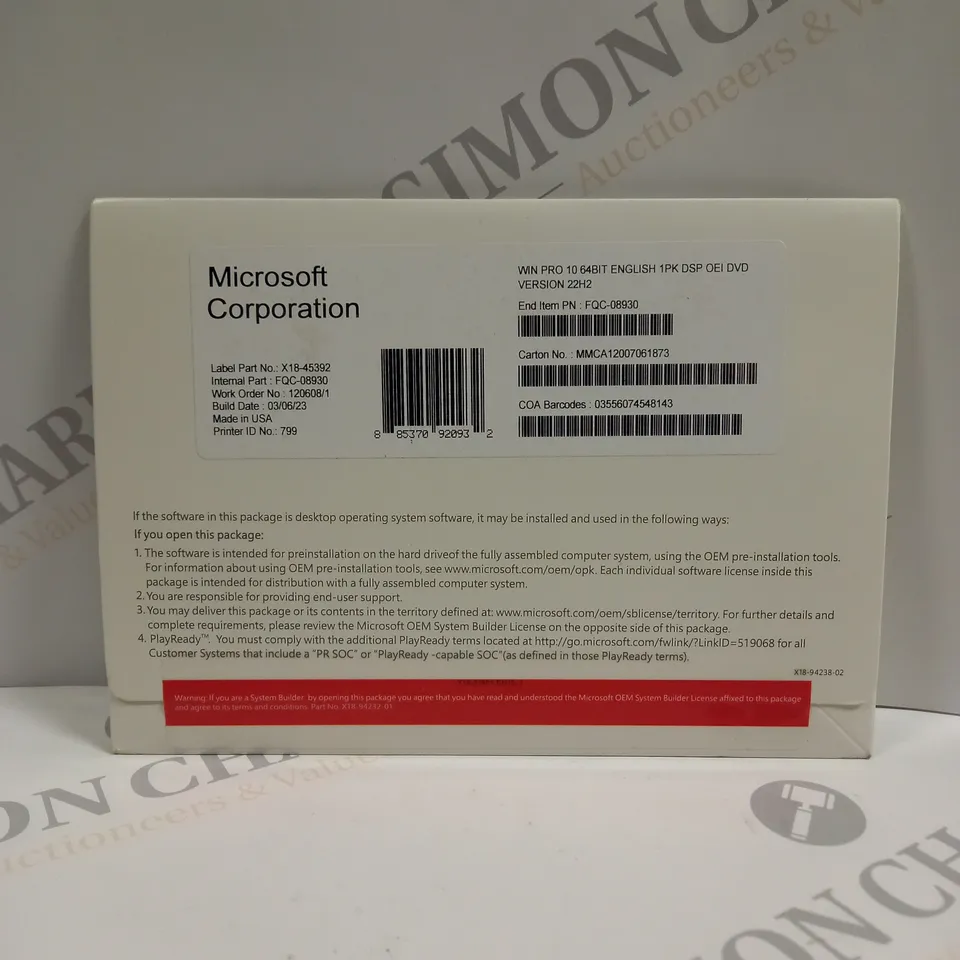 SEALED MICROSOFT WINDOWS 10 PRO 64 BIT DVD VERSION SOFTWARE 