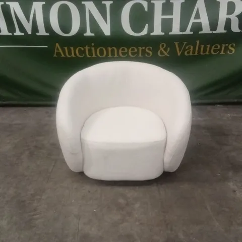 ROUNDI CURVED BOUCLE FABRIC ARMCHAIR - CREAM WHITE