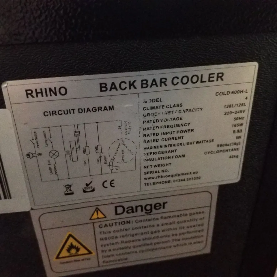 RHINO UNDERCOUNTER FRIDGE