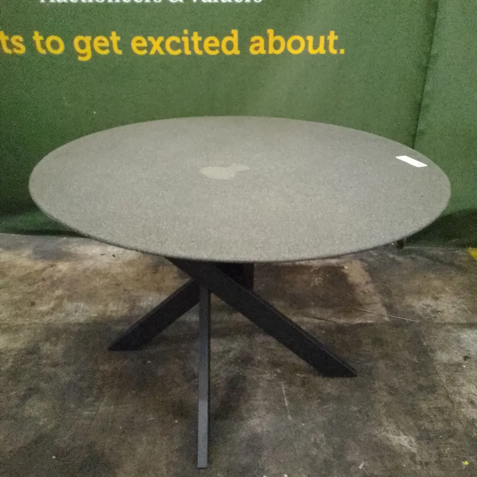 ROUND GREY MARBLE EFFECT DINING TABLE