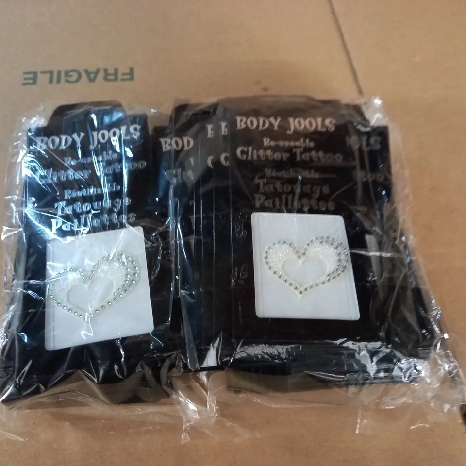 LOT OF APPROXIMATELY 95 HEART THEMED BODY JOOLS REUSABLE GLITTER TATTOOS 