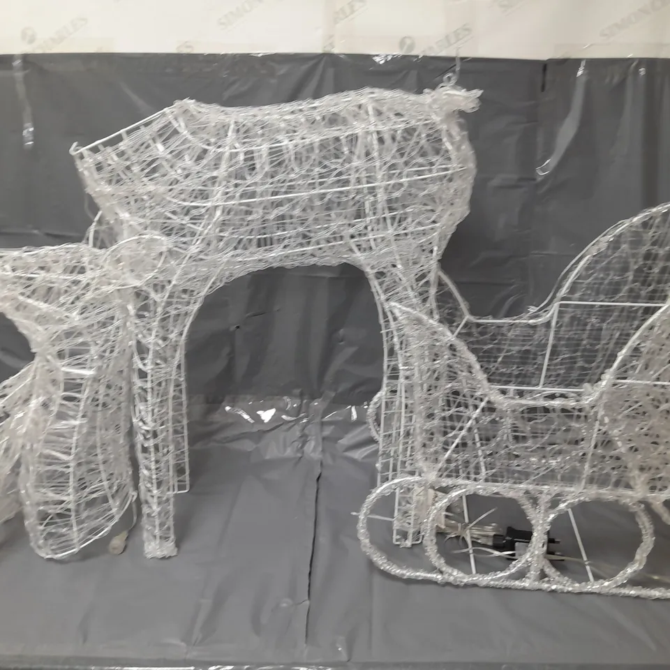 LARGE ACRYLIC REINDEER AND SLEIGH LIGHT UP OUTDOOR CHRISTMAS DECORATION - COLLECTION ONLY RRP £129.99