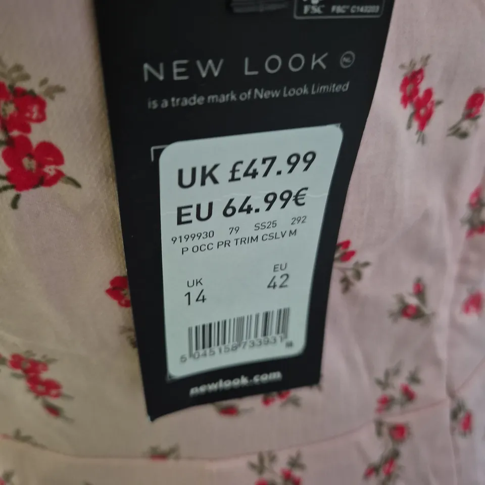 NEW LOOK WOMEN'S PINK FLORAL DRESS, UK 14 (EU 42)