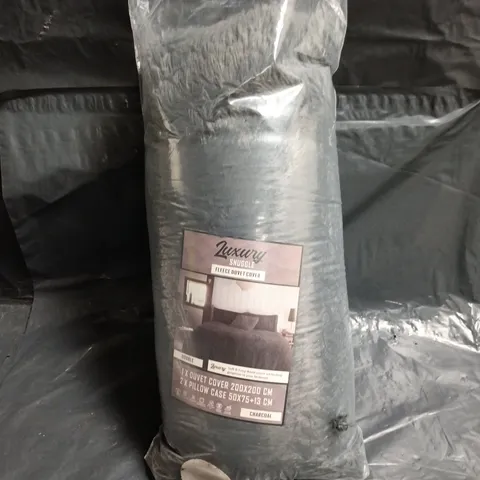 LUXURY SNUGGLE FLEECE DUVET COVER SET - CHARCOAL, 200X200 CM DUVET COVER + 2 X PILLOWCASES 50X75 CM
