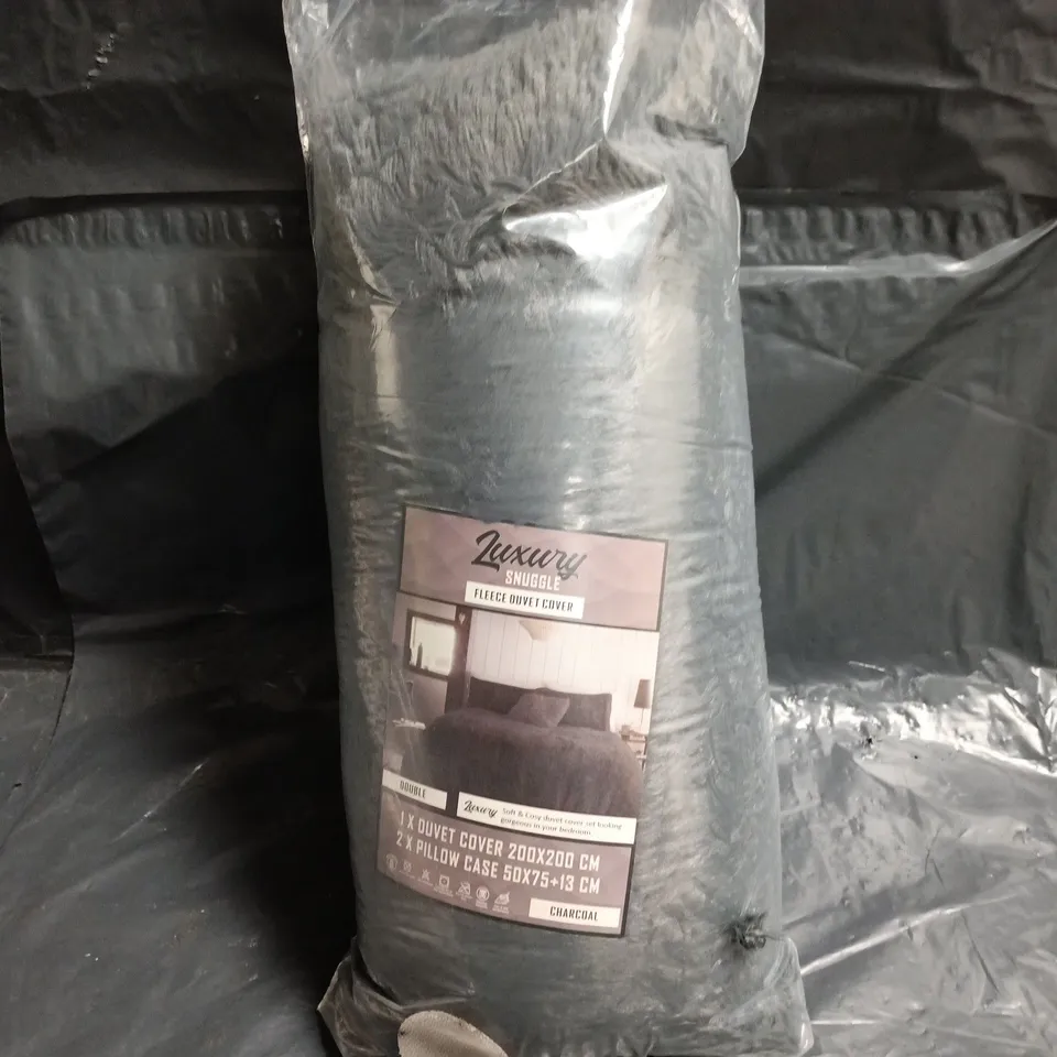 LUXURY SNUGGLE FLEECE DUVET COVER SET - CHARCOAL, 200X200 CM DUVET COVER + 2 X PILLOWCASES 50X75 CM