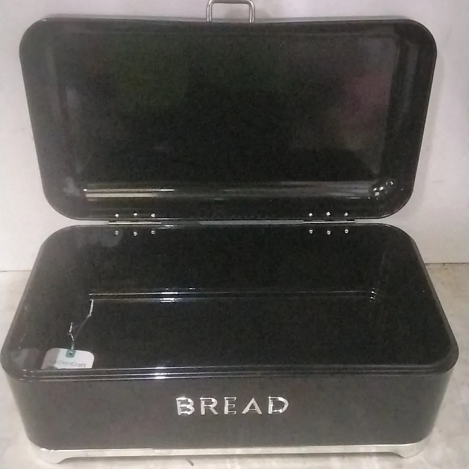 BOXED KITCHEN KRAFT BREAD BIN (CHROME/BLACK) 