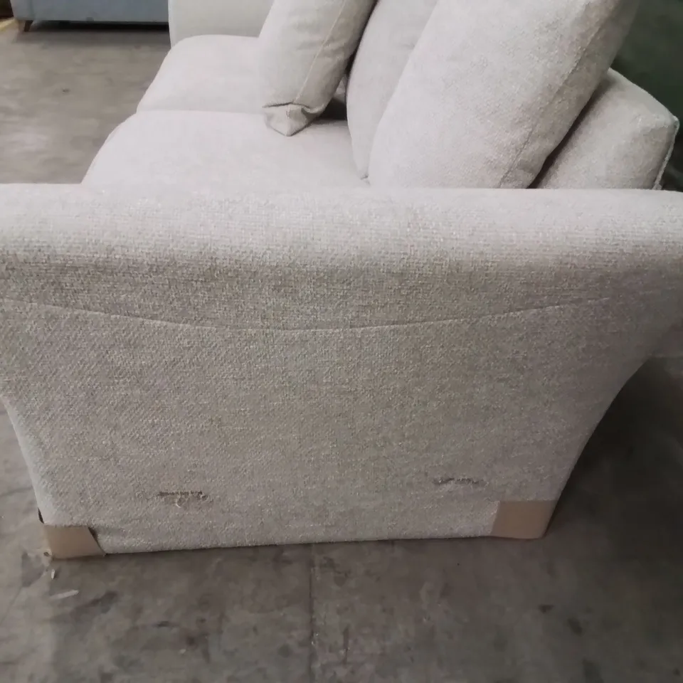 QUALITY DESIGNER CREAM 3 SEATER FABRIC UPHOLSTERED SOFA