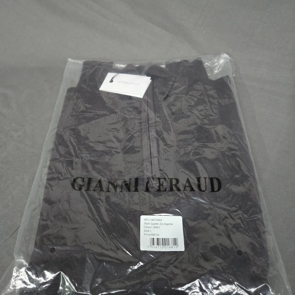 BAGGED GIANNI FERAUD QUARTER ZIP GRAPHITE SIZE L