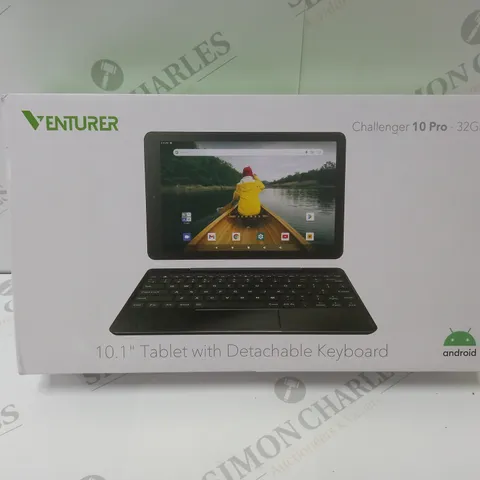 BRAND NEW BOXED VENTURER CHALLENGER 10 PRO 10.1" ANDROID TABLET WITH DETACHABLE KEYBOARD - BLACK 32GB