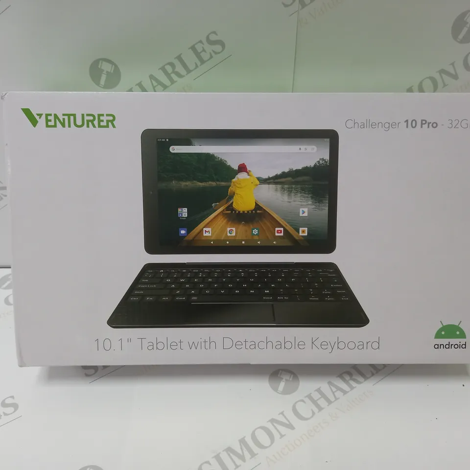 BRAND NEW BOXED VENTURER CHALLENGER 10 PRO 10.1" ANDROID TABLET WITH DETACHABLE KEYBOARD - BLACK 32GB