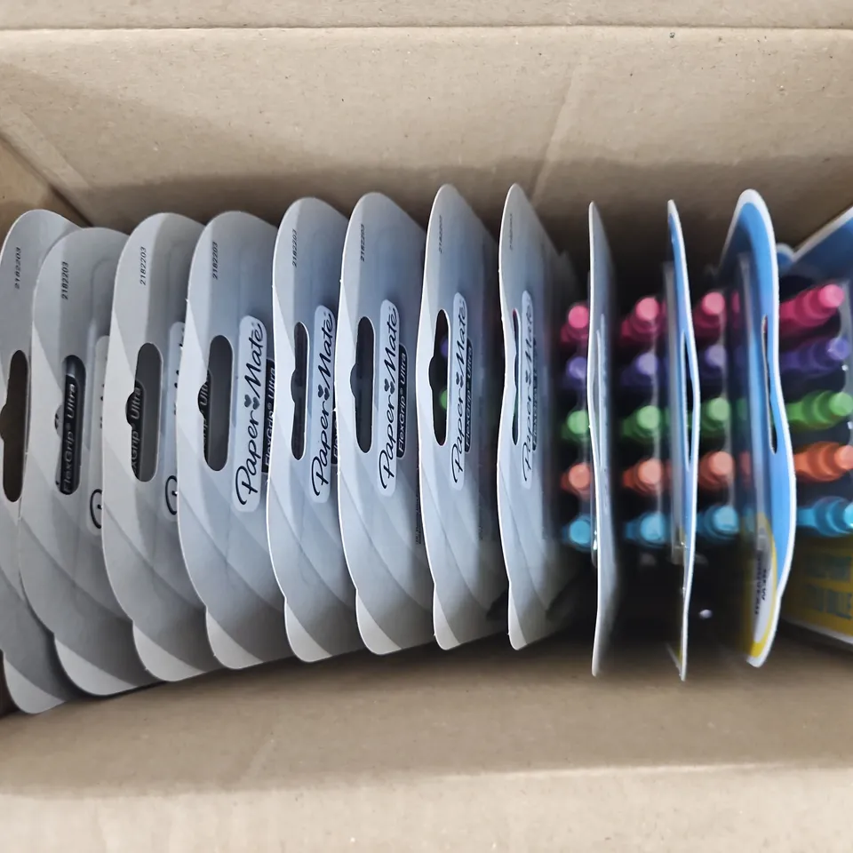 APPROXIMATELY 16 BOXES OF 12 PAPER MATE FLEX GRIP ULTRA BALLPOINT PENS MULTI PACKS