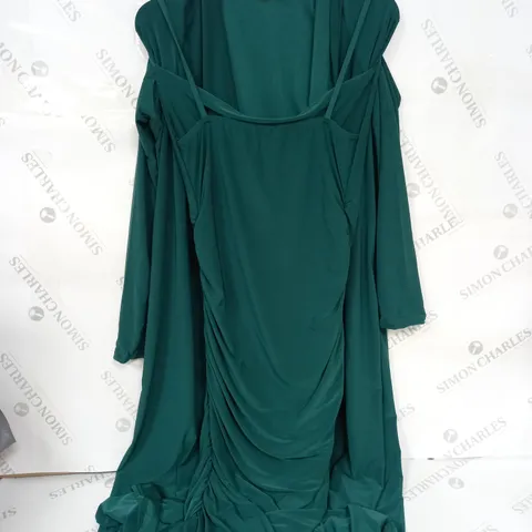 MATERNITY STRAPPY COWL NECK DRESS IN DUSTY DARK GREEN - SIZE 8