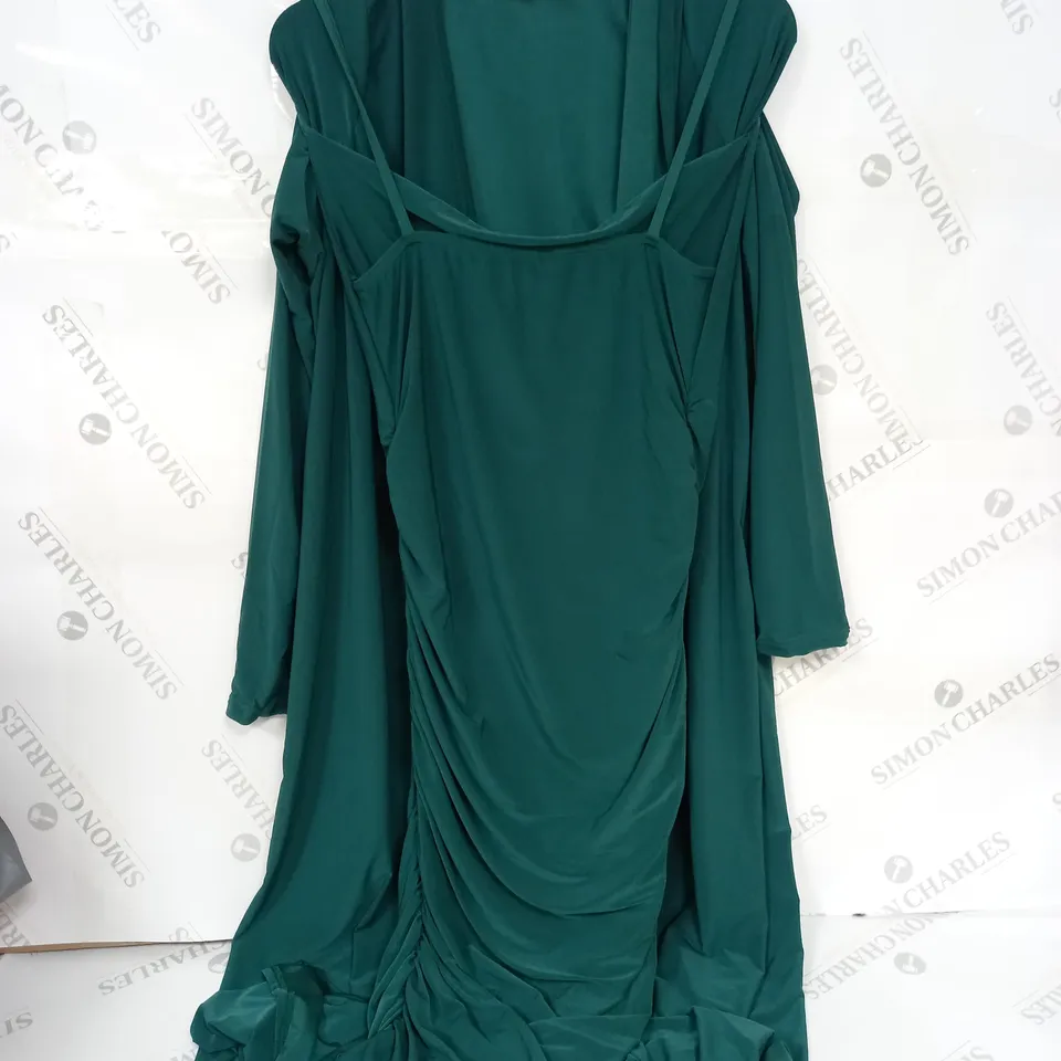 MATERNITY STRAPPY COWL NECK DRESS IN DUSTY DARK GREEN - SIZE 8