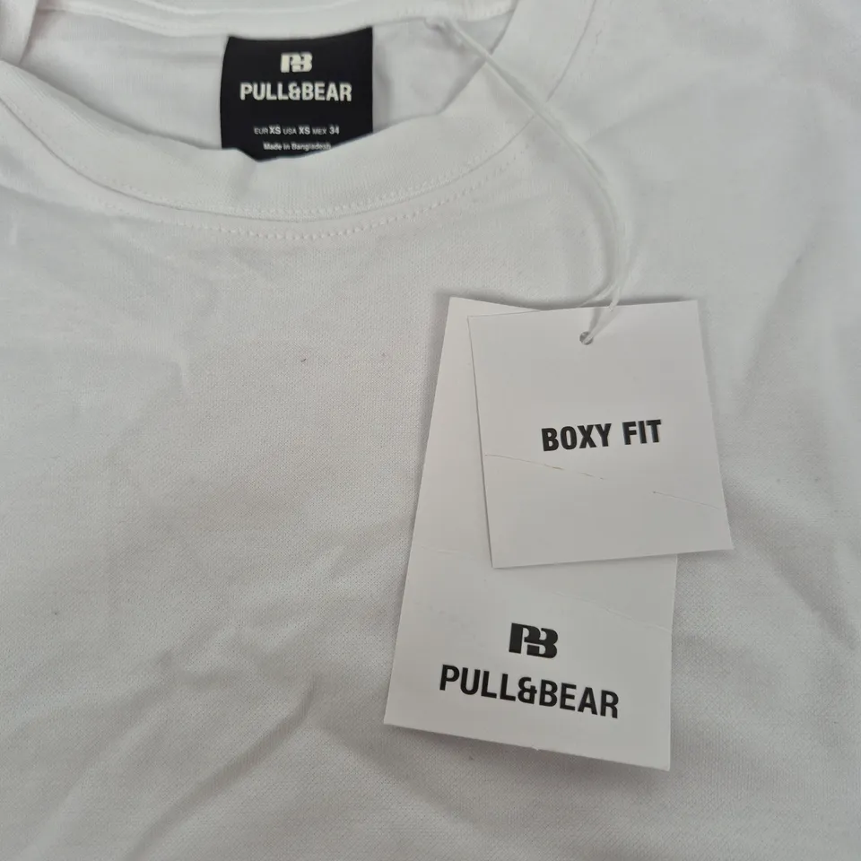PULL&BEAR WHITE BOXY FIT T-SHIRT – UK 6 (EU 34)