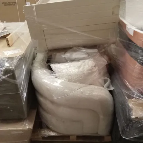 PALLET TO CONTAIN A DESIGNER SOFA AND ASSORTED BATHROOM FURNITURE 
