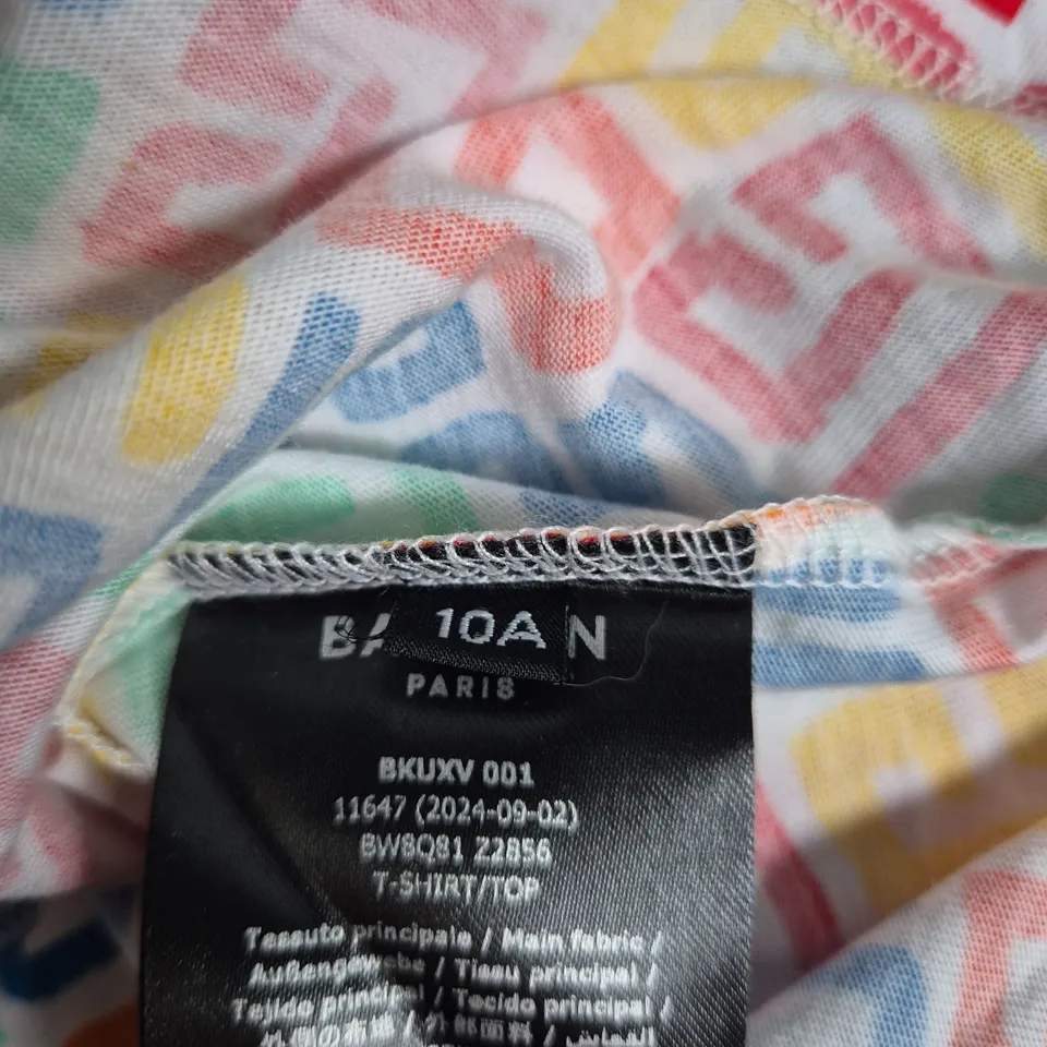BALMAIN PARIS MULTICOLOUR PRINT SHORT-SLEEVE T-SHIRT - SIZE 10