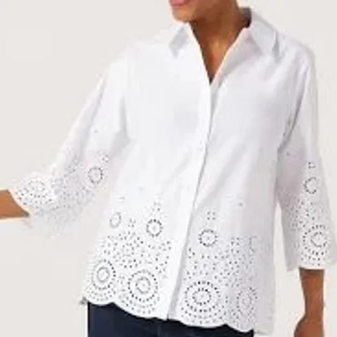 RUTH LANGSFORD BRODERIE BLOUSE WHITE 8