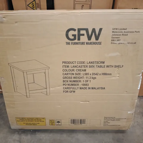 BOXED GFW LANCASTER CREAM SIDE TABLE (1 BOX)