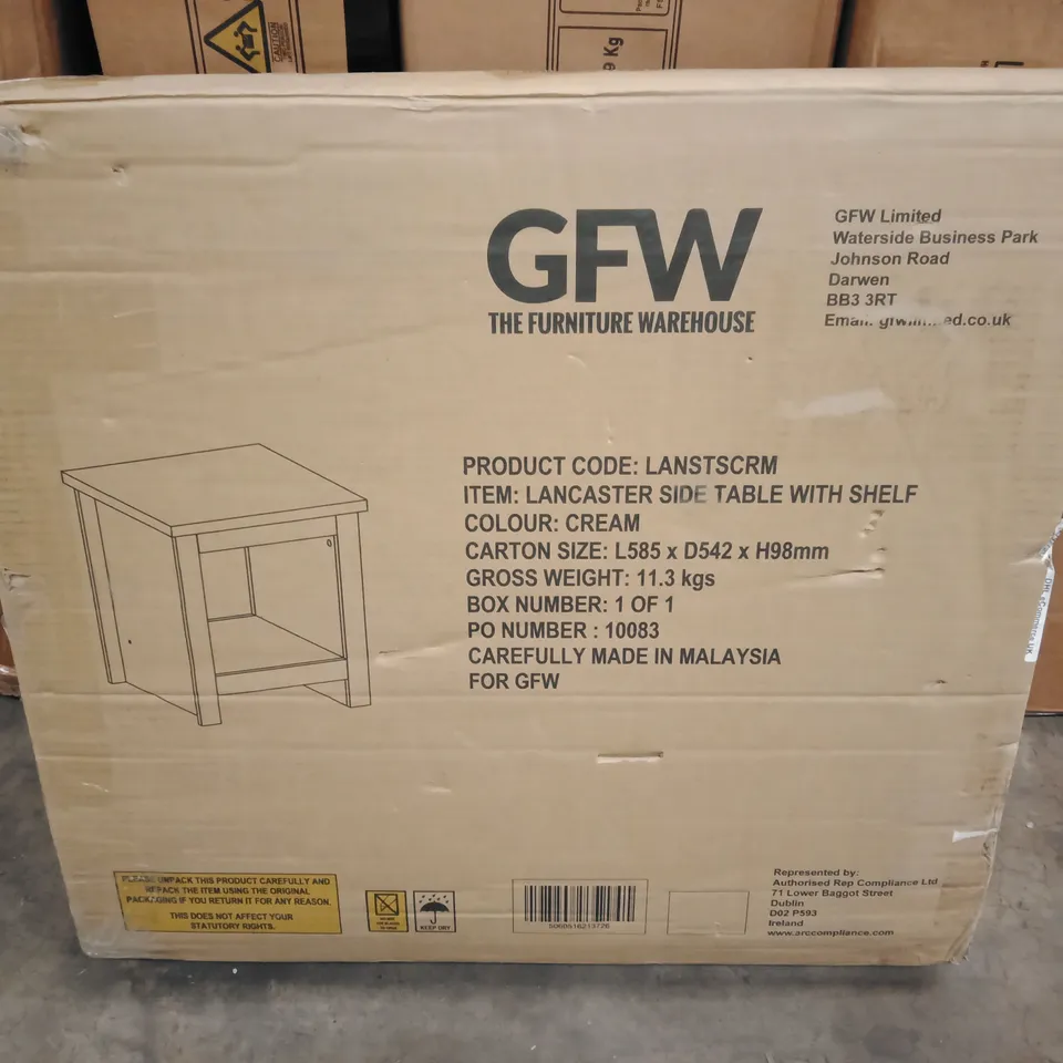 BOXED GFW LANCASTER CREAM SIDE TABLE (1 BOX)