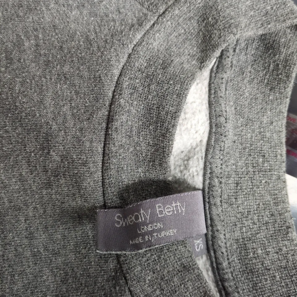 SWEATY BETTY LONDON WOMEN'S GREY SWEATSHIRT – 'ZEN & TONIC' TEXT, UK XS