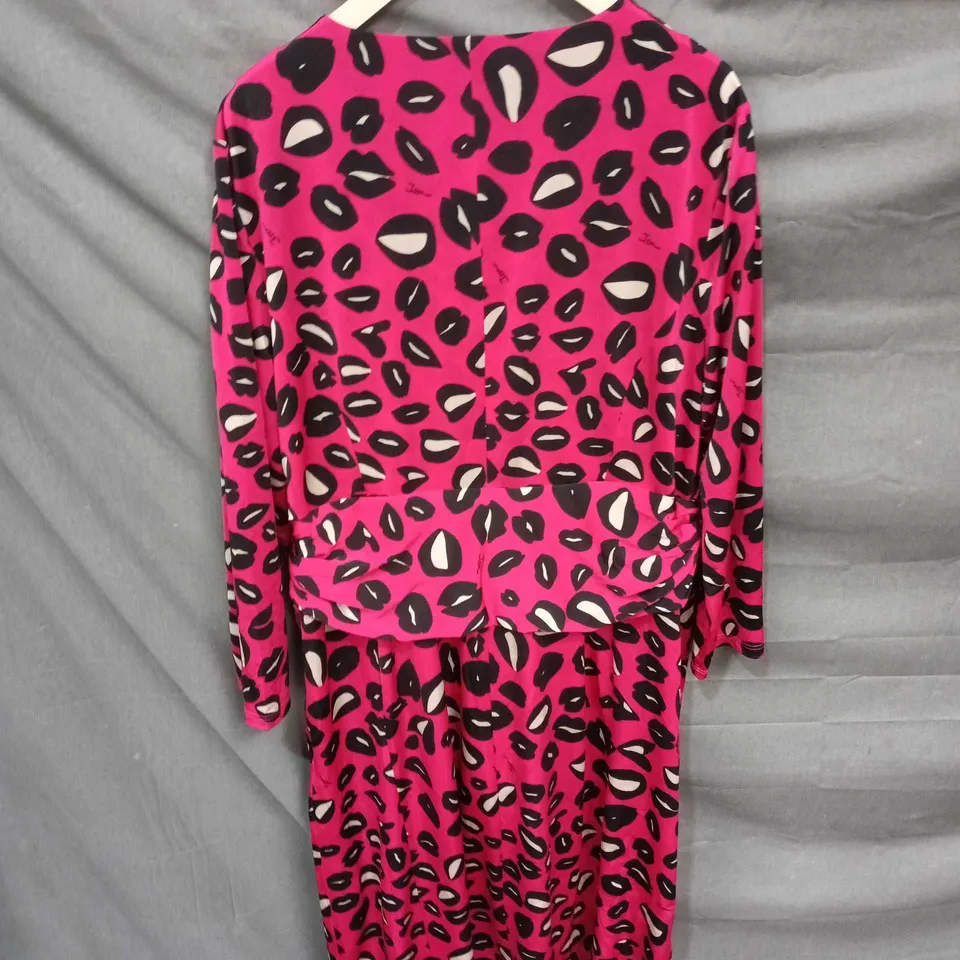 ISSA LONDON WOMEN'S PINK LEOPARD PRINT DRESS, UK SIZE 18
