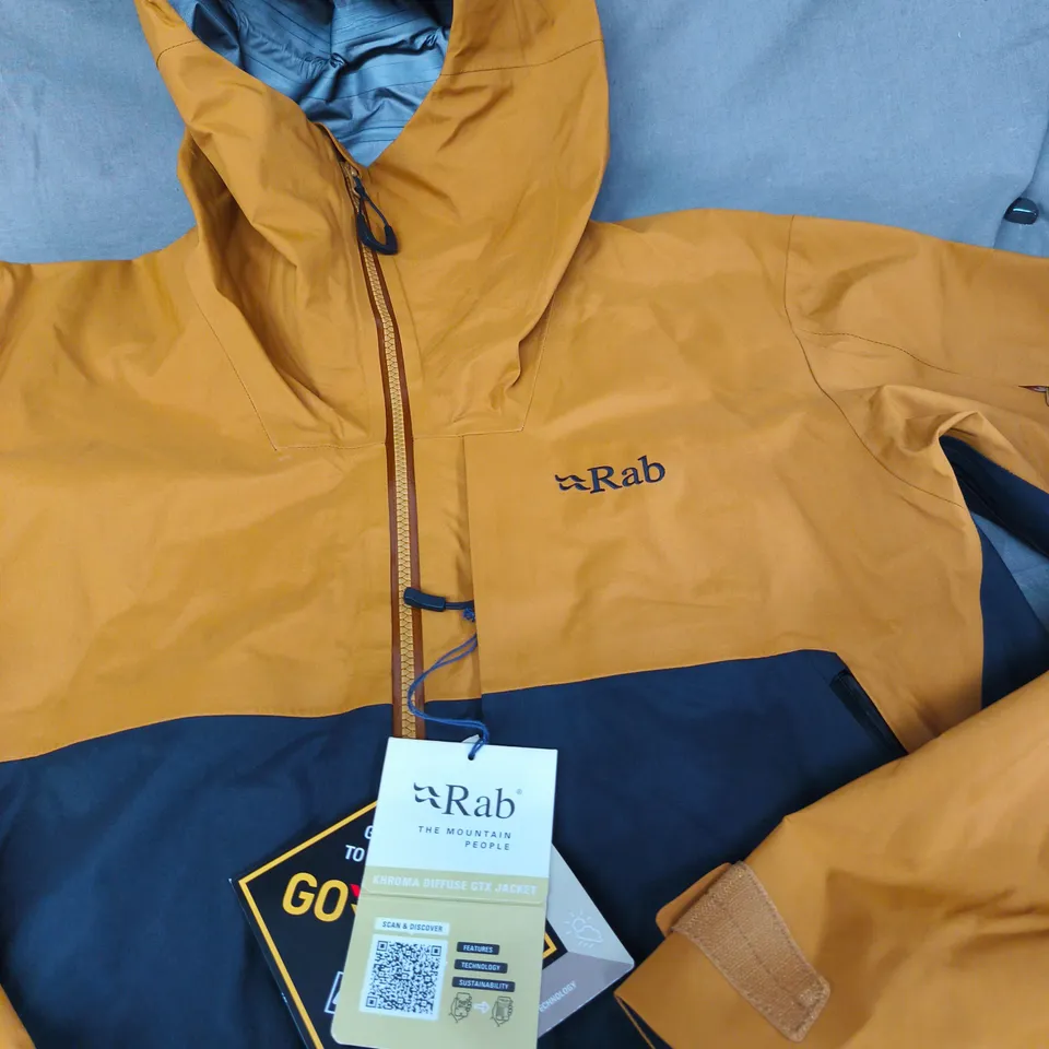RAB KHROMA DIFFUSE GTX JACKET – MEN’S, GORE-TEX, MUSTARD/NAVY, UK M