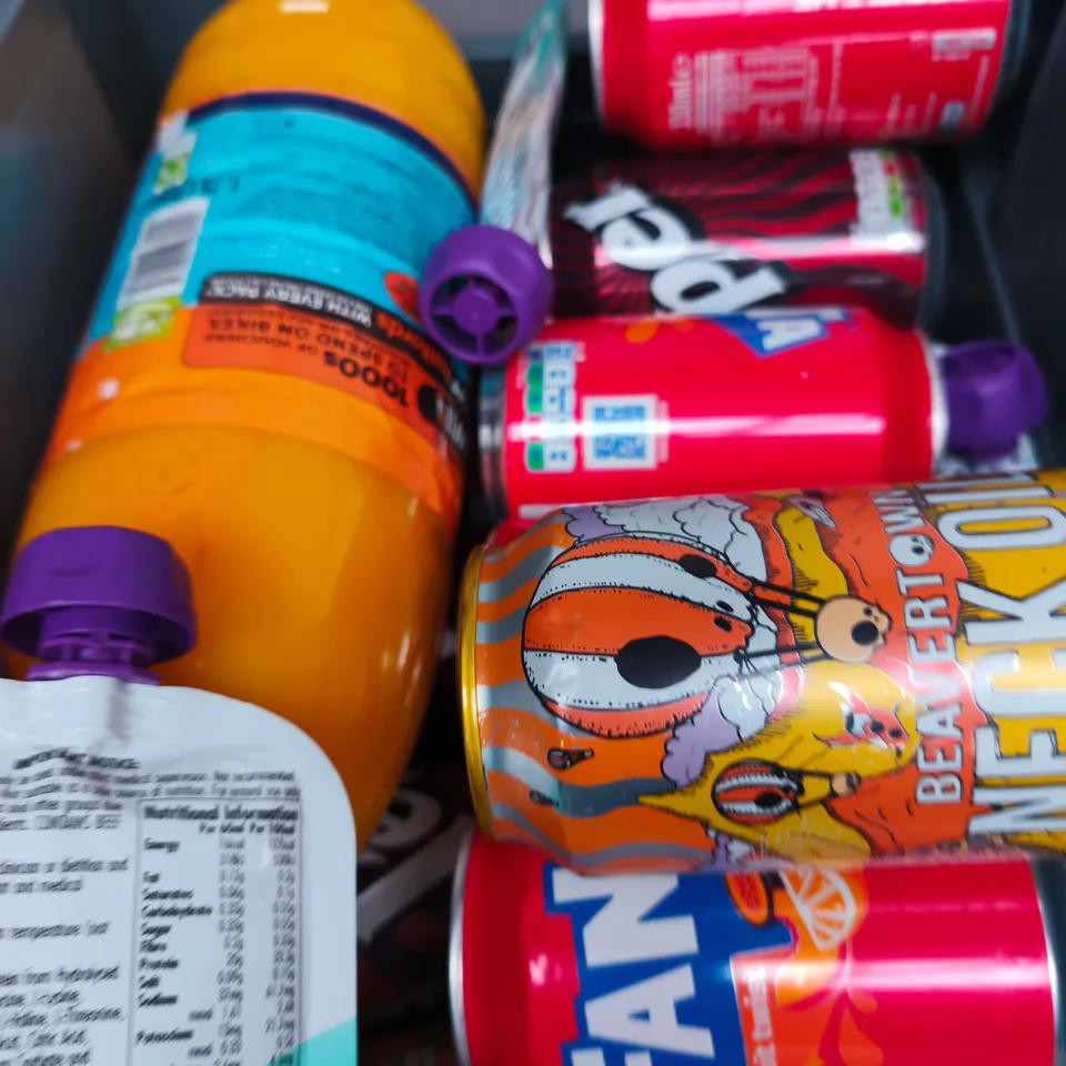 APPROXIMATELY 12 ASSORTED DRINK ITEMS INCLUDING PRO SOURCE TF AND FANTA FRUIT TWIST