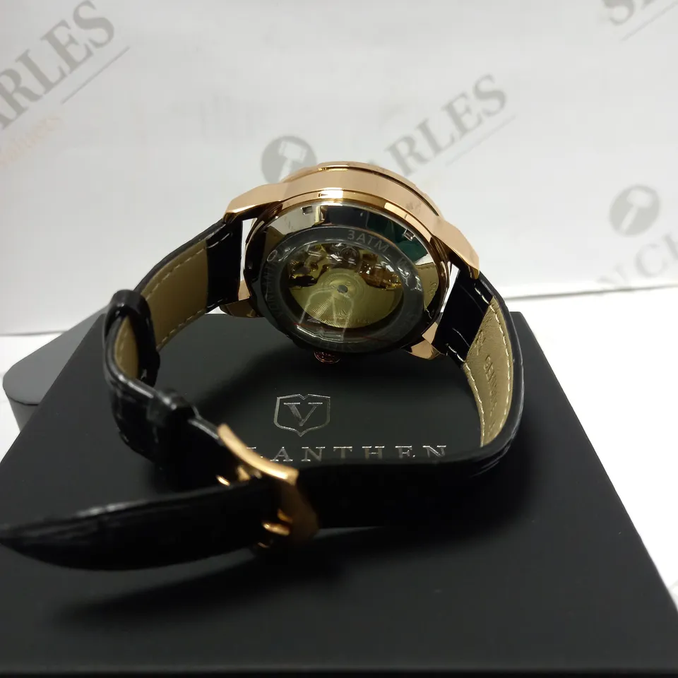 VONLANTHEN PART SKELETON CHRONOGRAPH BLACK LEATHER STRAP WRISTWATCH