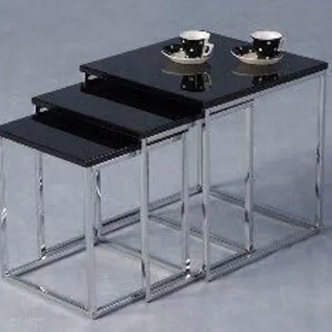 BOXED CHARISMA NEST OF TABLES - BLACK GLOSS/CHROME (1 BOX)