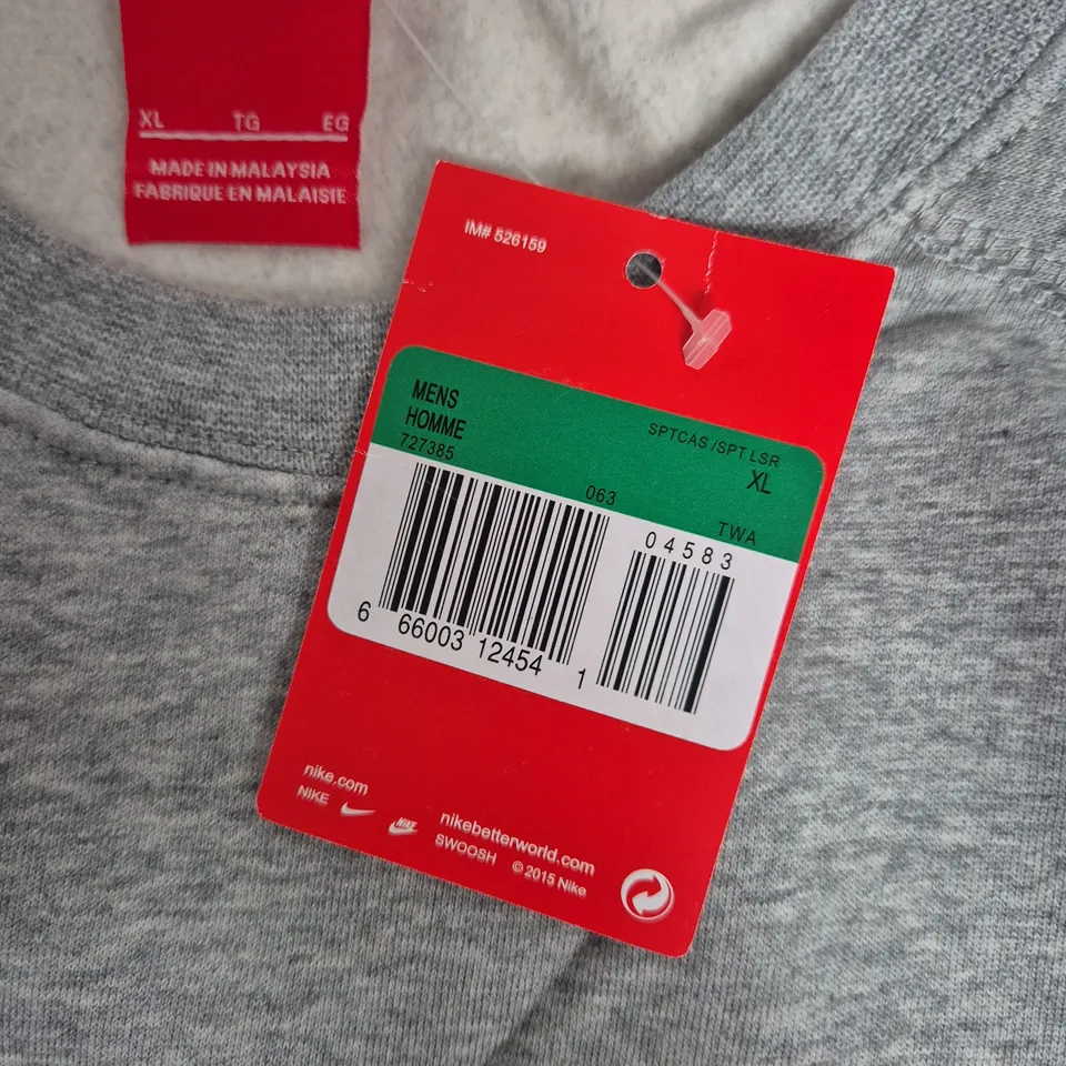 NIKE SWEATSHIRT – GREY, MEN'S XL (UK SIZE XL)