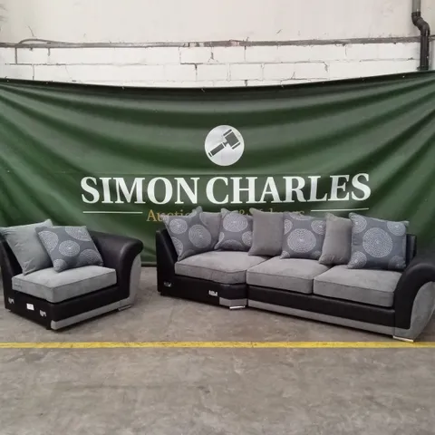 DANUBE FABRIC/FAUX LEATHER CORNER GROUP SCATTER BACK SOFA - INCORRECT SET