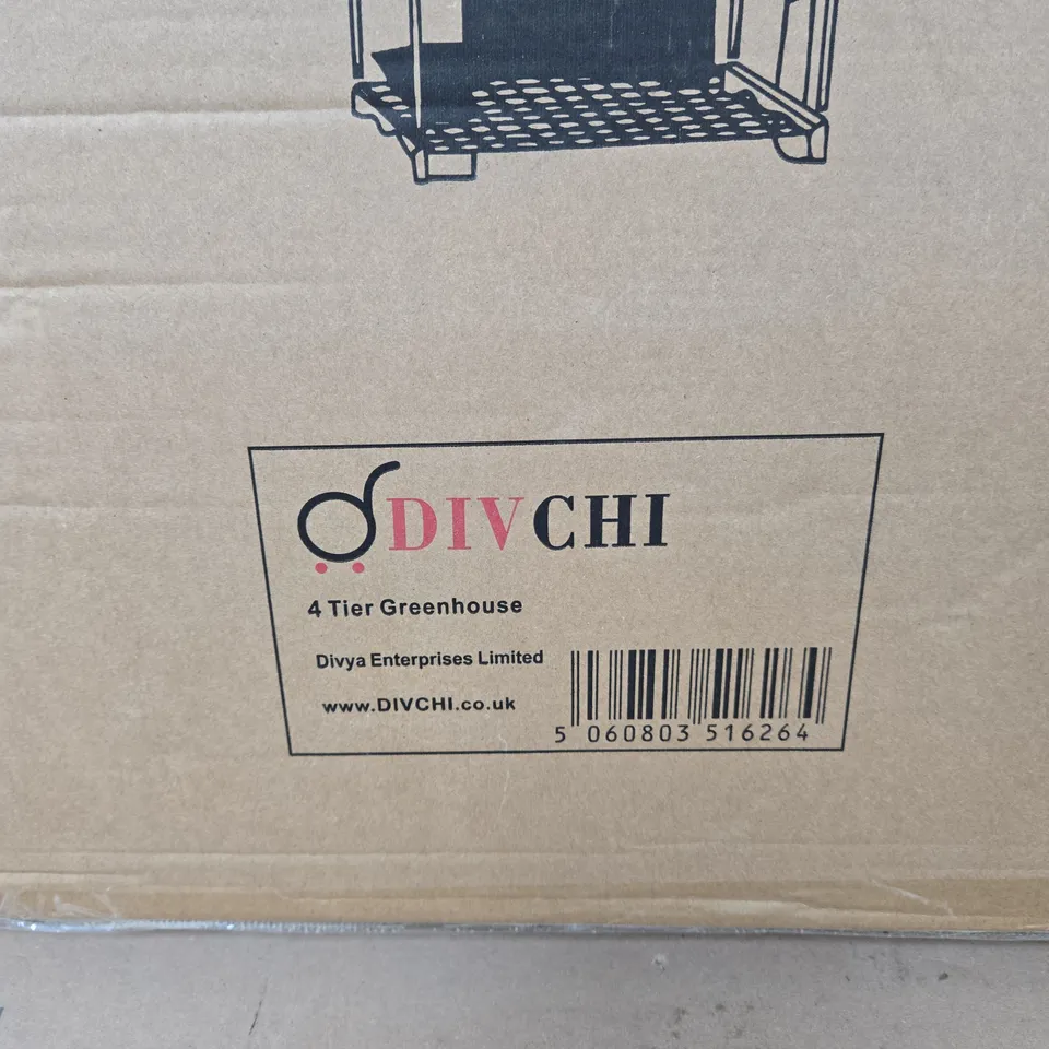 DIVCHI 4-TIER GREENHOUSE GARDEN STRUCTURE – BOXED