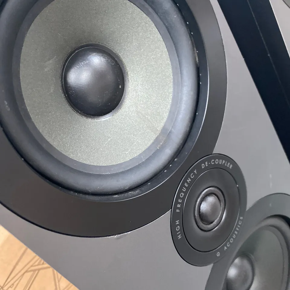 BOXED PAIR OF Q ACOUSTIC Q3050 GRAPHITE SPEAKERS